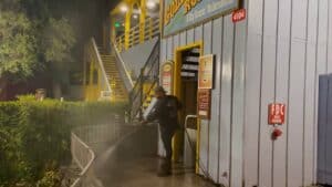 close up view of amusement park power washing commercial cleaning